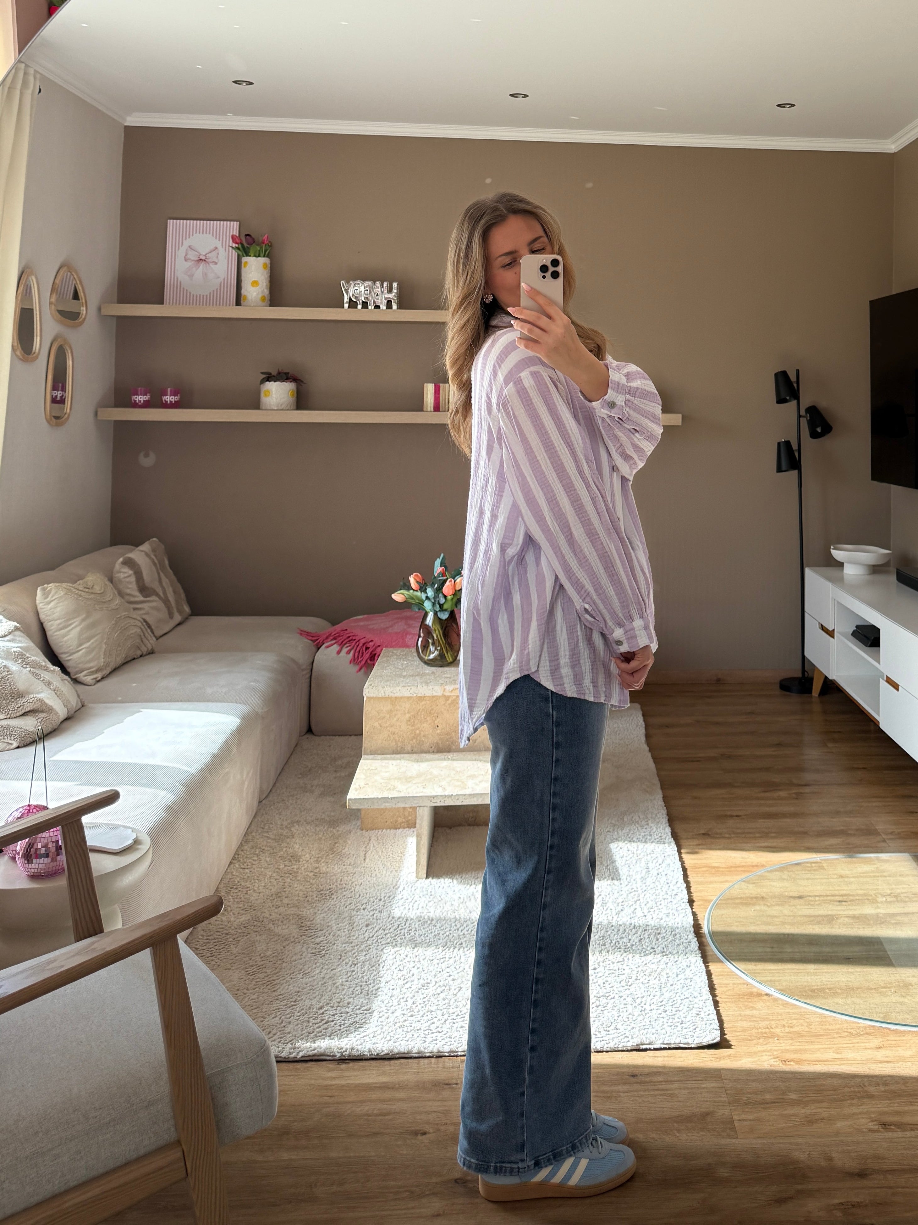 Musselinbluse - Stripe