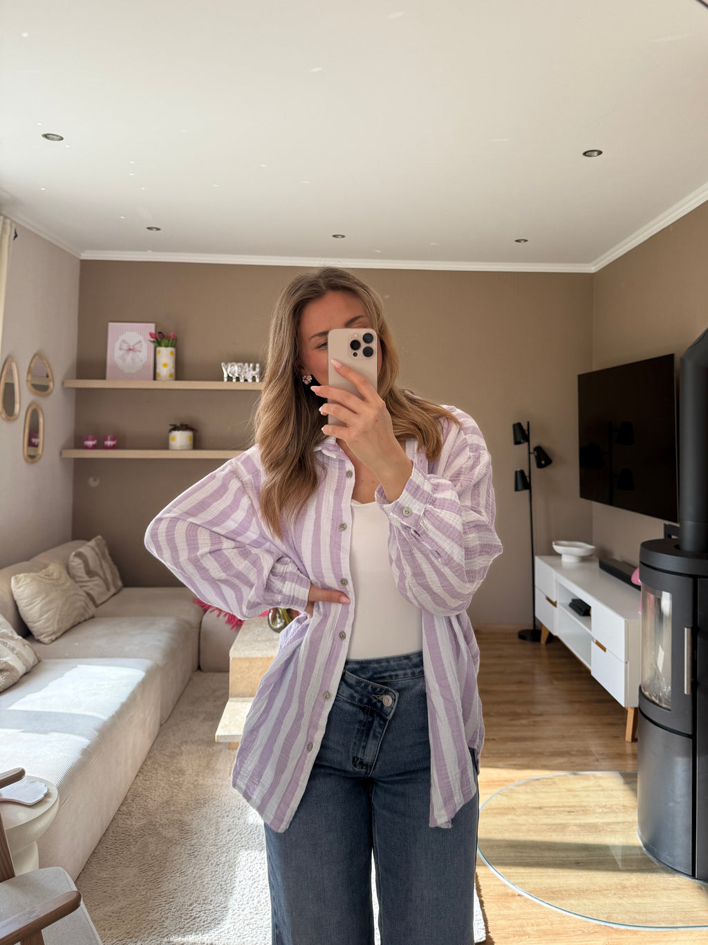 Musselinbluse - Stripe