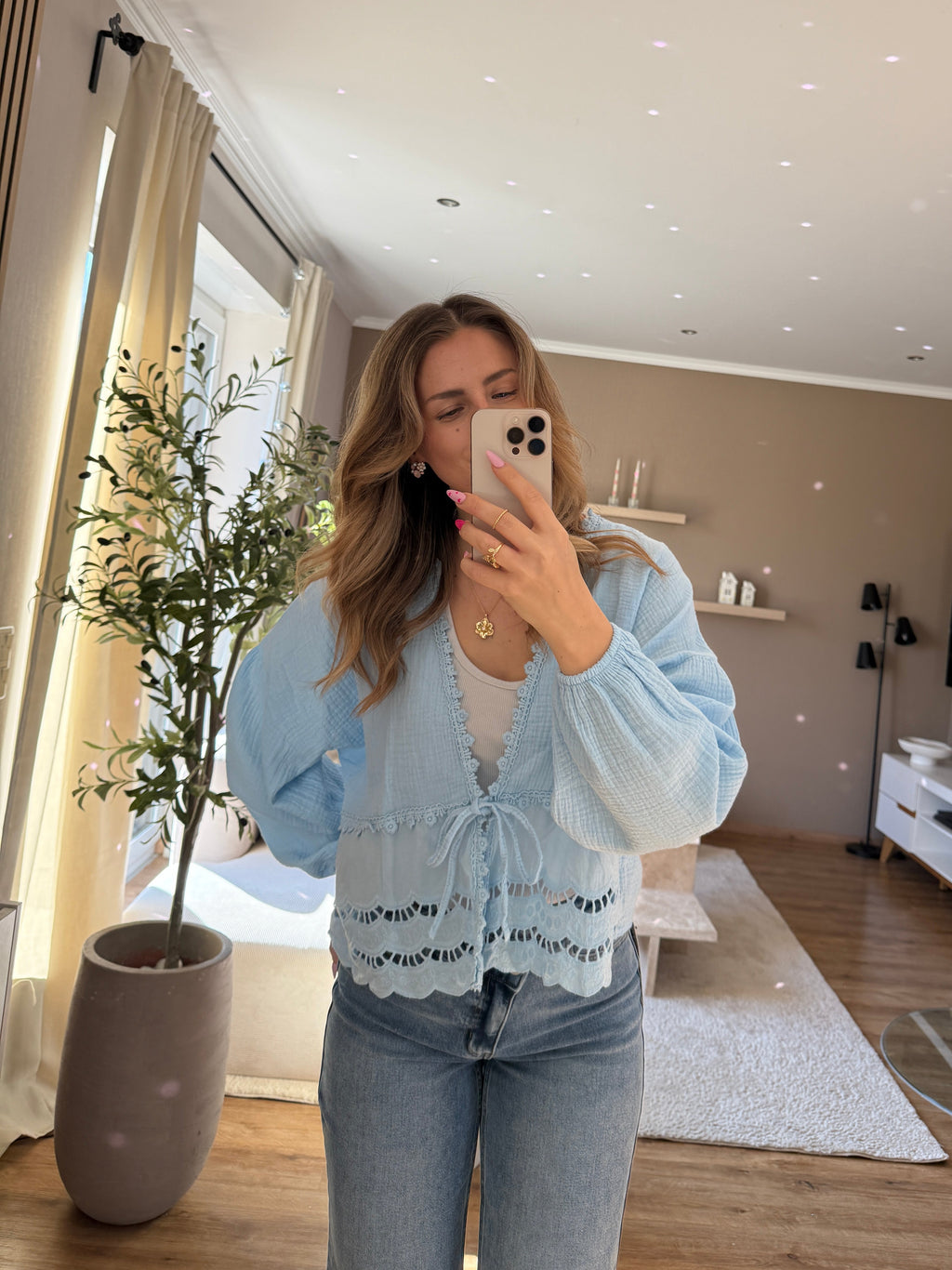 Musselinbluse - Spitze