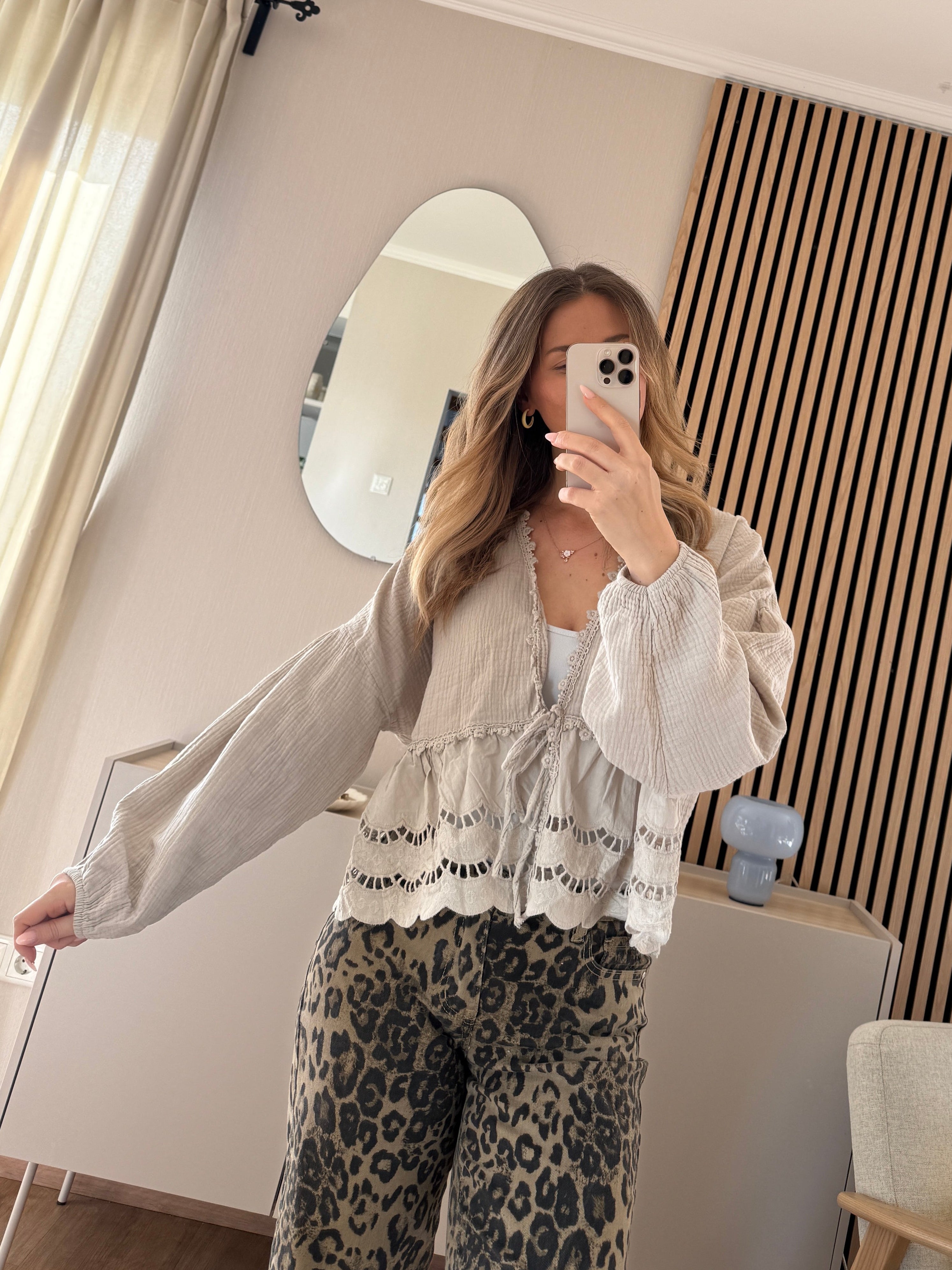 Musselinbluse - Spitze