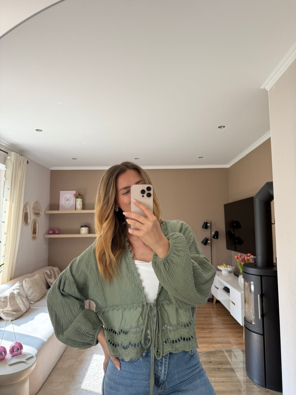 Musselinbluse - Spitze