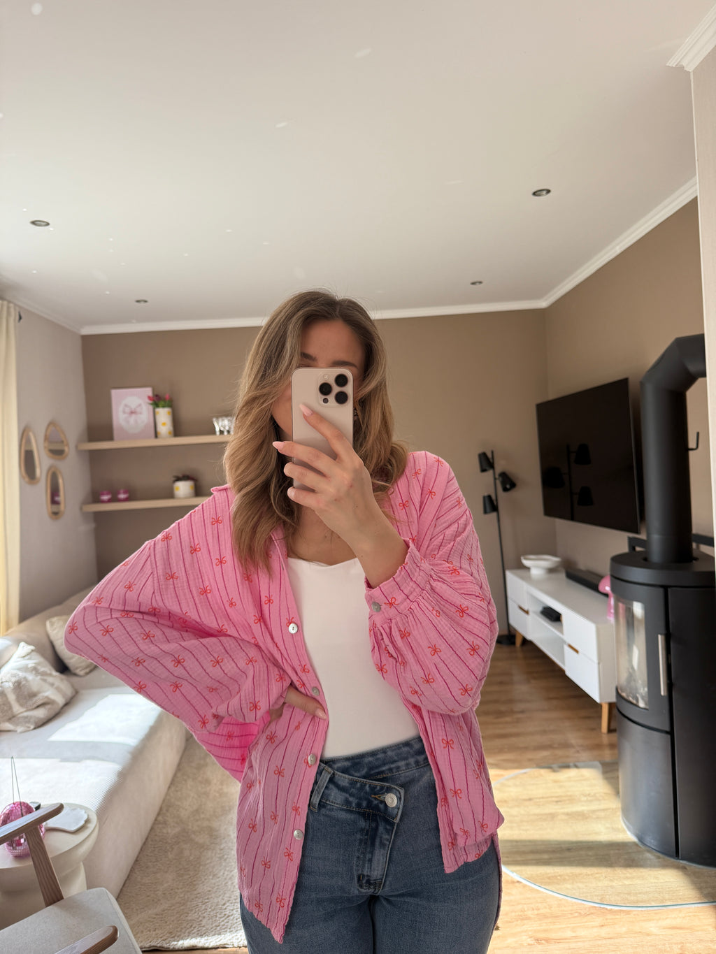 Musselinbluse - Bow