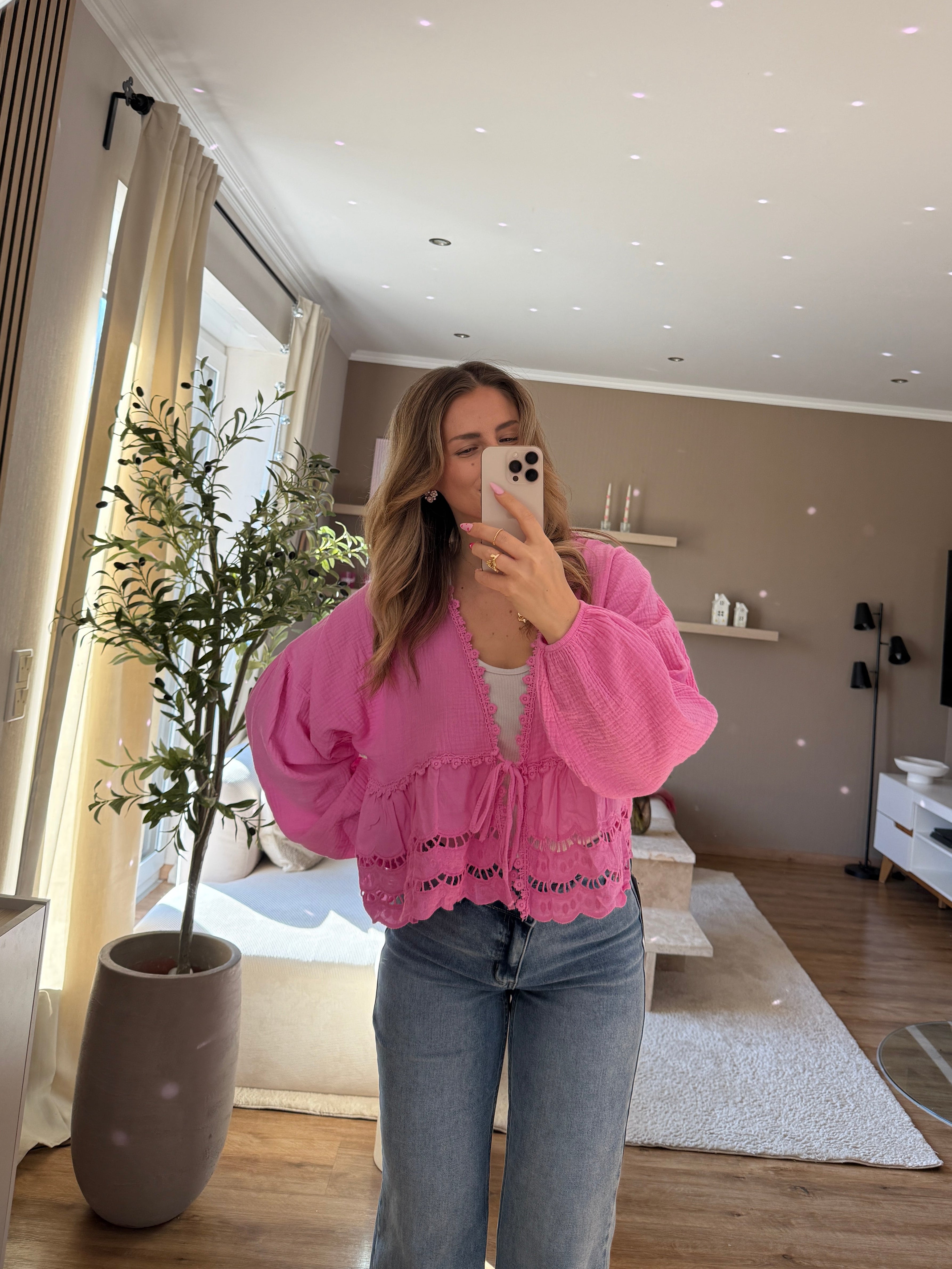 Musselinbluse - Spitze