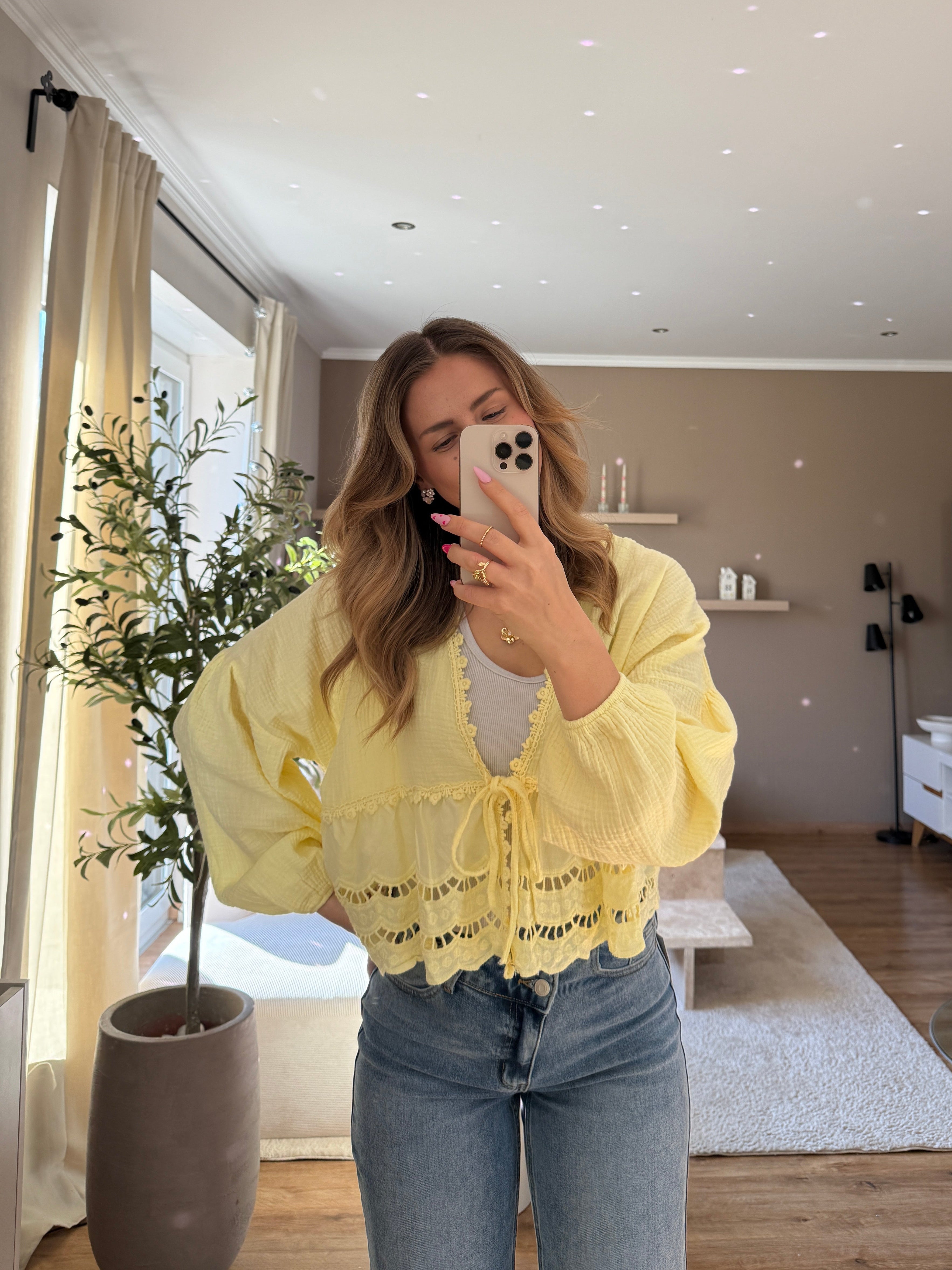 Musselinbluse - Spitze