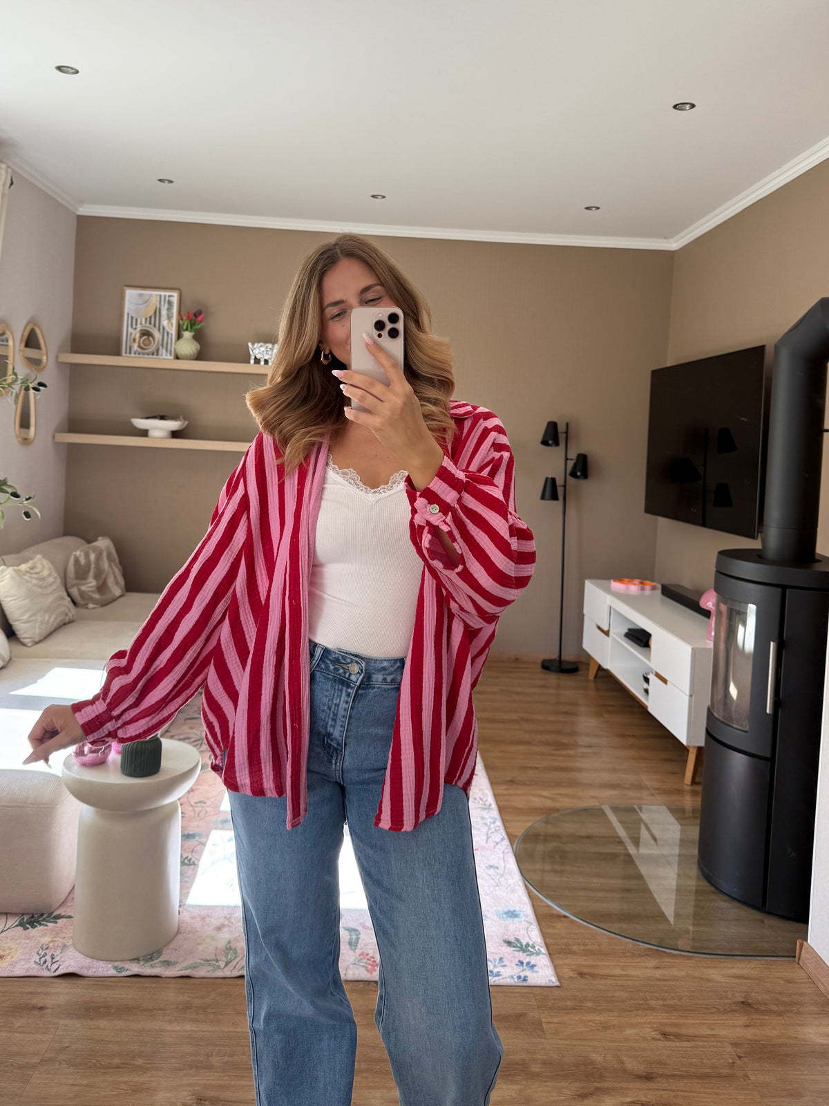 Musselinbluse - Stripe