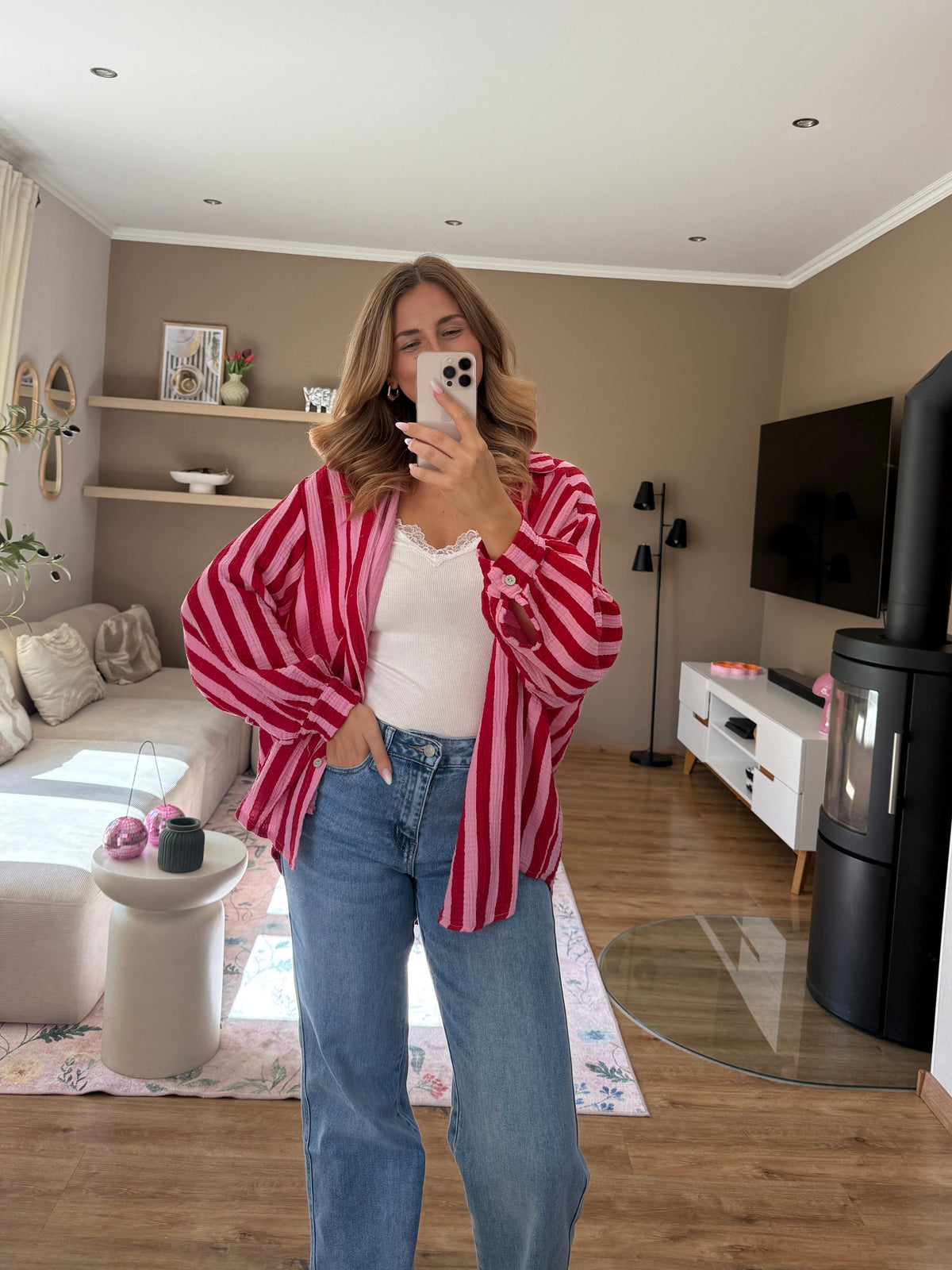 Musselinbluse - Stripe