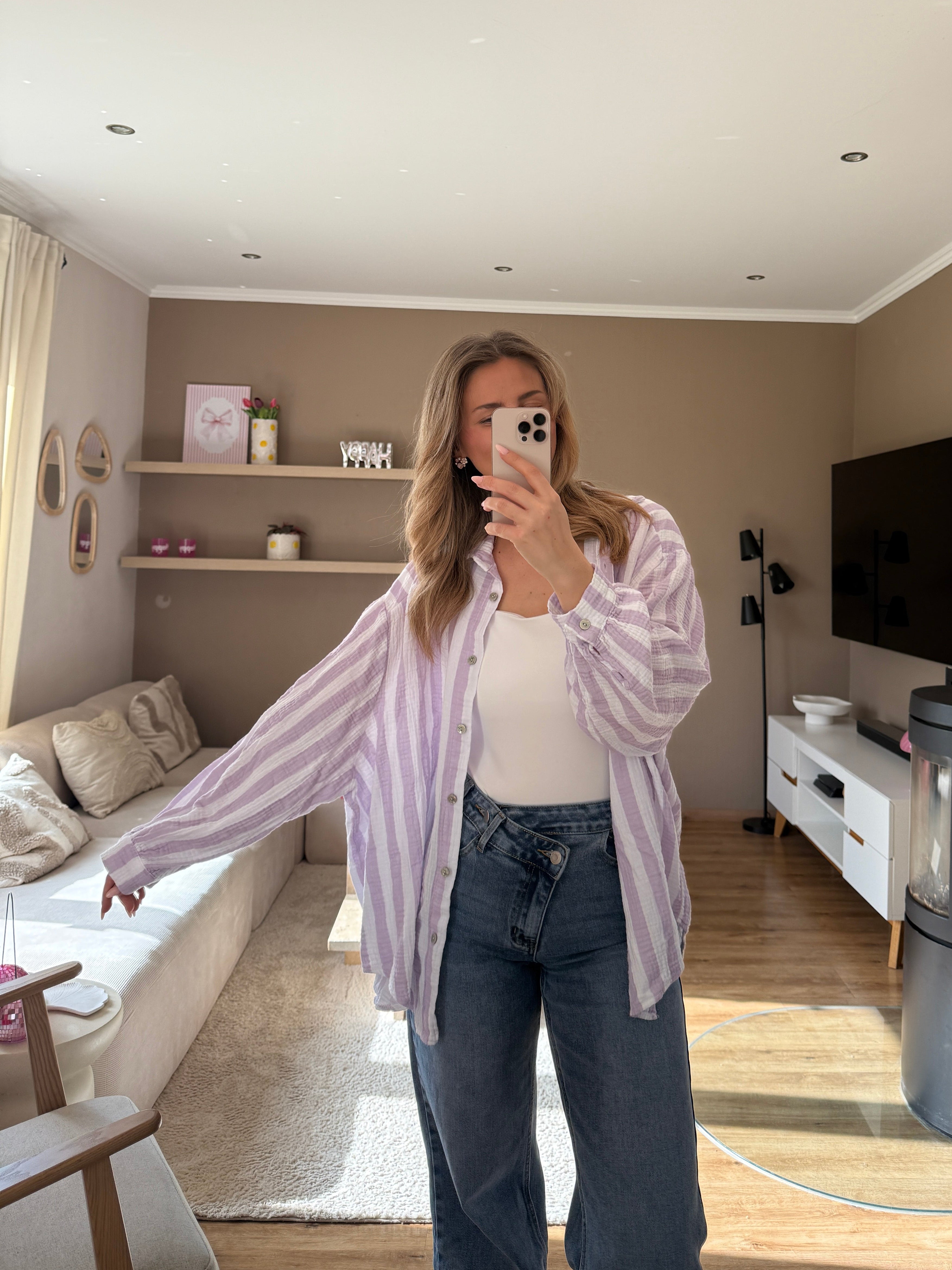 Musselinbluse - Stripe