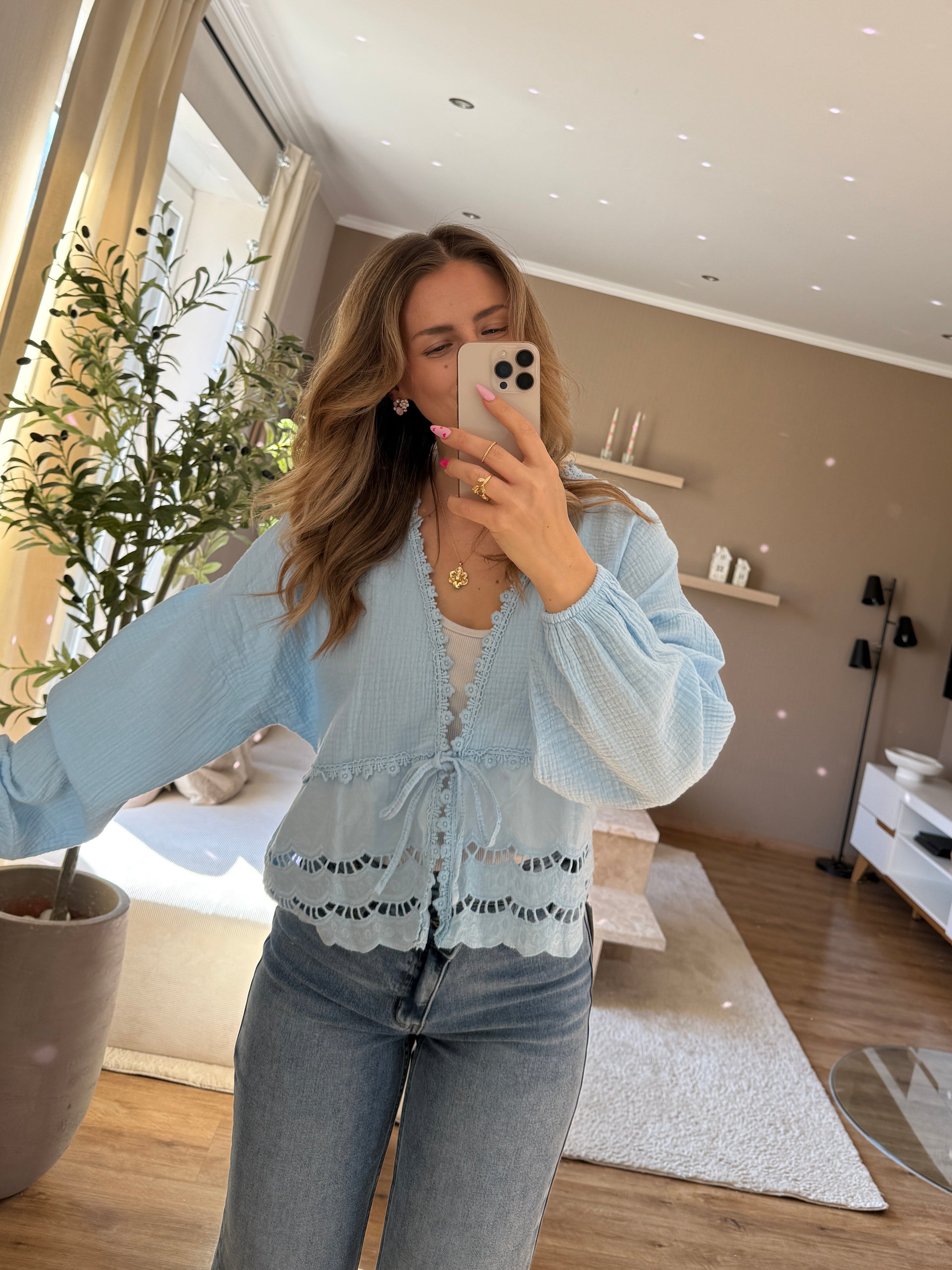 Musselinbluse - Spitze